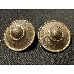 Berger Vintage Textured Button Clip On Earrings